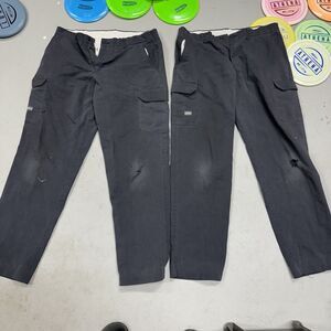 LOT OF 2 Men's 34x34 UniFirst Grayish Black SofTwill Canvas Cargo Work Pants